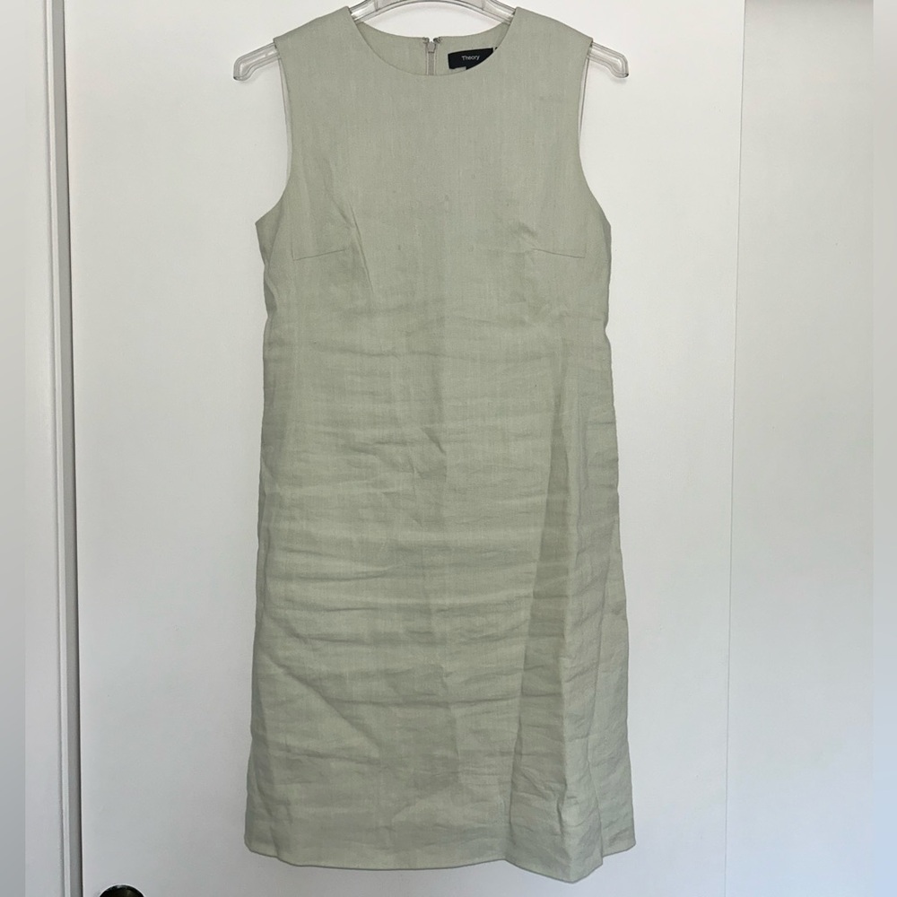 Theory Aloe Sleek Crunch Crew Neck Sheath Midi Dress